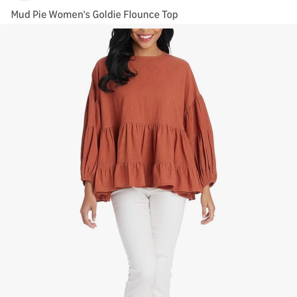 Mud Pie Rust Flounce Blouse